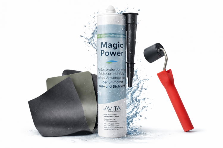 Teichfolien-Reparaturset mit Flicken, Kleber und Andrückroller