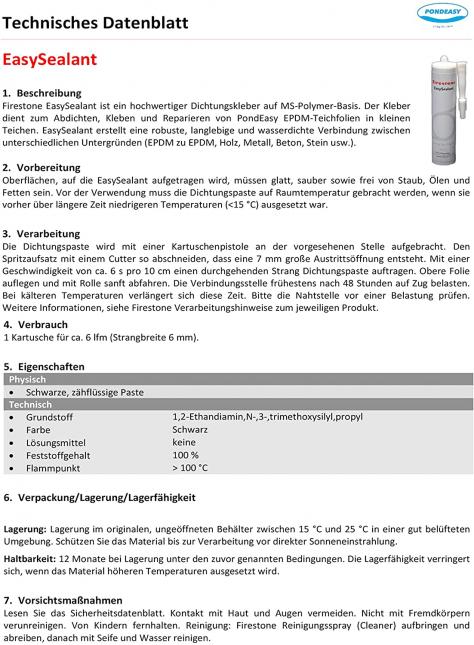 Firestone - EasySealant EPDM Kleber - für PondEasy Teichfolie - Kartusche 290 ml Firestone - EasySealant EPDM Kleber - für PondEasy Teichfolie - Kartusche 290 ml
